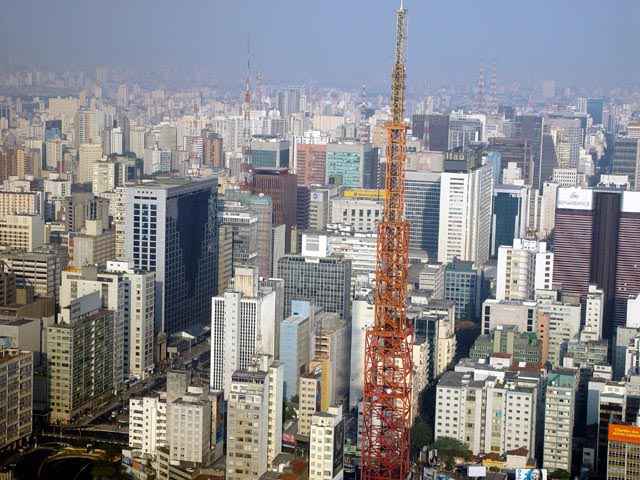 Torre da TV Bandeirantes em São Paulo, em foto aérea de arquivo